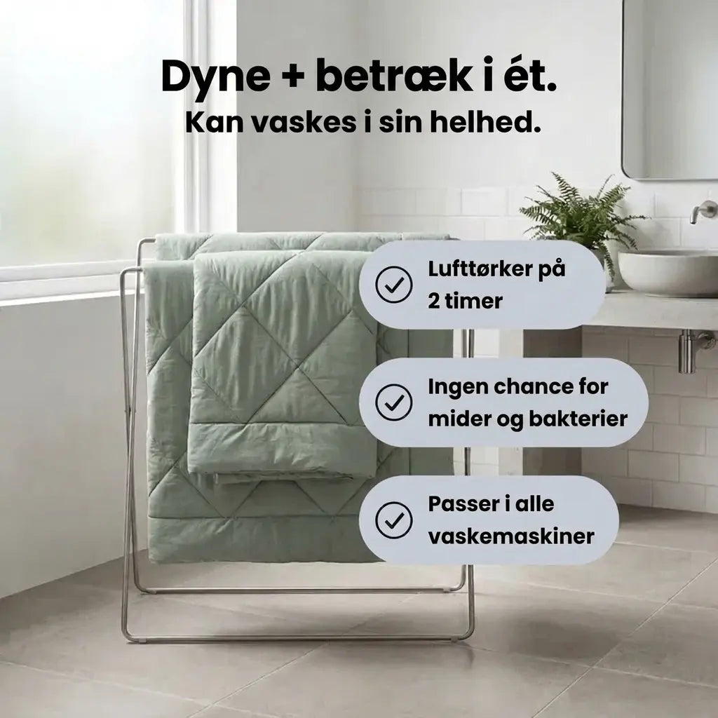 EnkelDyne® – Den hurtigtørrende 2-i-1-dyne, der gør en ende på dynebetræk